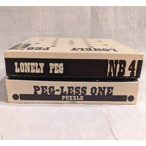 Lot of 2 Skor Mor Vintage Puzzle Games Peg Lonely Less One Board NB2 NB4 Box
